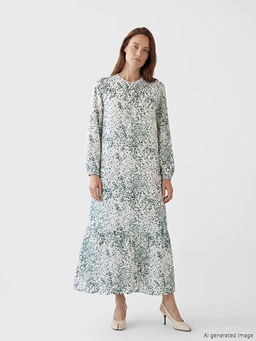 Hakim Yaka Desenli A Kesim Belmando Elbise