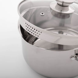 Кастрюля Magistro klimena, 3.5 л, AISI - 201, крышка-дуршлаг, носик для слива, капсульное дно, индукция, нержавеющая сталь