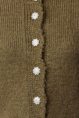 TRENDYOLMILLA Antrasit Yumusak Dokulu Mucevher Dugmeli Ceket Gorunumlu Triko H?rka TWOAW21HI0034  фото 3