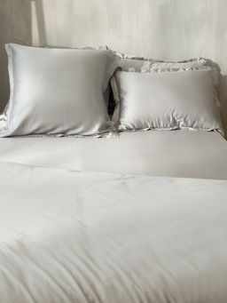 Простыня на резинке 2-спальная SL Home Tencel, 160×200+30 см, тенсель, светло-серая