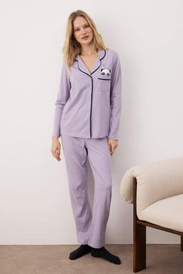 Trendyolmilla Lila Pamuklu Panda Bask?l? Orme Pijama Tak?m? THMAW21PT0245  фото 40