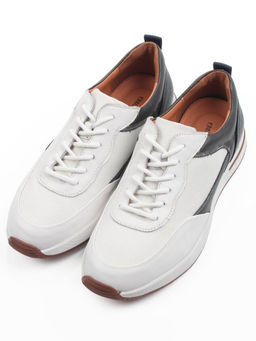 03-10-57 WHITE/DK. GREY Кроссовки мужские (натуральная кожа, текстиль)