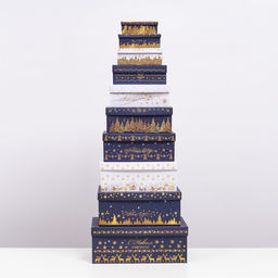 Набор коробок 10 в 1 «Сказочные олени», 30.5×19×12.5 — 12×7×4 см