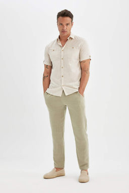 Рубашка Slim Fit из поплина с короткими рукавами - Defacto фото 2