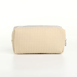 Косметичка женская на молнии, объёмная, маленькая, бежевая - Simaland фото 2