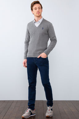 Erkek Gri Melanj Basic Kazak - U.s. polo assn фото 9