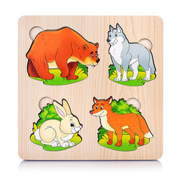 Больше-меньше "Дикие животные" развивающая доска (дерево)