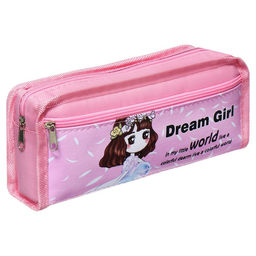 Пенал школьный на молнии Calligrata «Аниме», 2 отделения, розовый