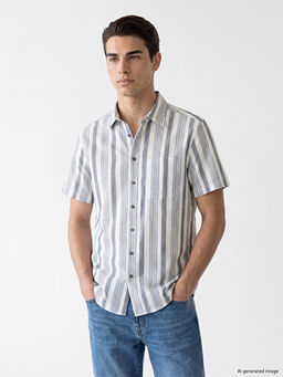Regular Fit ?izgili Erkek G?mlek