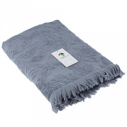 Полотенце махровое "Королевский шик" 70х140см, хлопок 100%, с бахромой, стальной синий (Китай)