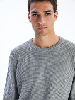 Bisiklet Yaka Kareli Erkek Triko Kazak