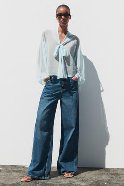 SEMI-SHEER KNITTED BLOUSE