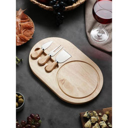 Набор для подачи сыра Доляна, 32.5×20.5×1.5 см, 3 ножа, дерево дуб