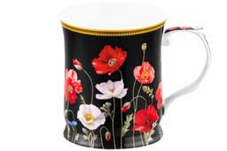 Кружка 400 мл 12,5*9*10 см "Маки на черном" NEW BONE CHINA