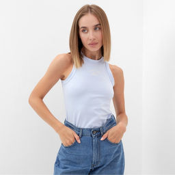 Майка женская MINAKU: SPORTY & STYLISH, светло-голубая, размер 42