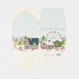 Цена за 3 шт. Коробка подарочная новогодняя складная Город новогодний, 12?12?12 см, Новый год