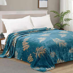 Плед/покрывало 150х200см "Лесные травы", велсофт "California" набивной, полиэстер 100%, плотность 270г/м2, упаковка: 16х33см пояс бумажный, "Домашняя мода" (Россия)