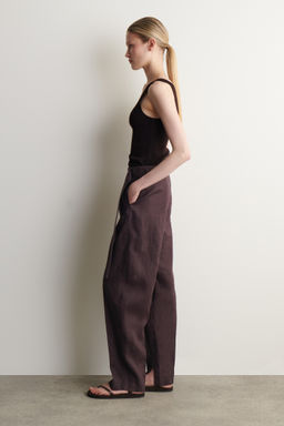 PANTAL?N DE LINO BARREL LEG CON CINTUR?N - H&m фото 9