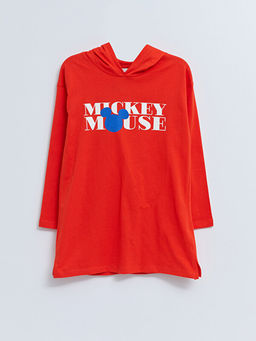 Kap??onlu Mickey Mouse Bask?l? Uzun Kollu K?z ?ocuk Ti??rt