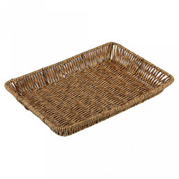 Корзина-сухарница плетеная "Кондитер" 33х23,5см h3,5см, полипропилен, коричневый, металлический каркас, форма "прямоугольная" (Китай)