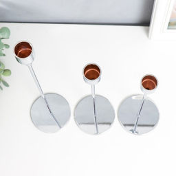 Набор подсвечников на 1 свечу «Классика», 3 шт., серебро, h=22; 28; 32 см; 32×8×8 см