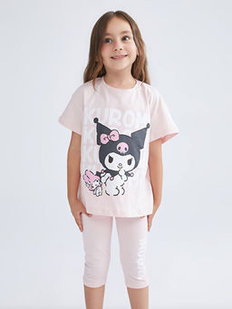 Kuromi Bask?l? K?z ?ocuk Ti??rt ve Tayt 2li