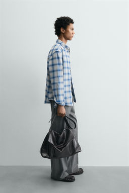 CAMISA RELAXED FIT CUADROS / Azul / Blanco - Zara фото 4