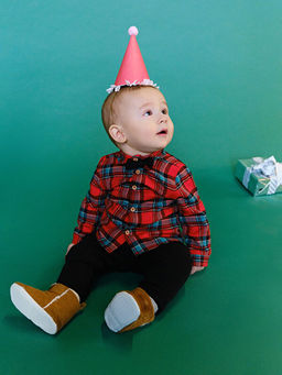 Ekose Desenli Erkek Bebek G?mlek ve Pantolon 2li Tak?m