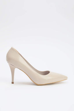 Bej Rugan 9 cm Sivri Burun Kad?n Klasik Topuklu Ayakkab? TAKSS26TO00017