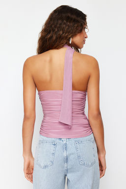 Pembe Boyundan Baglamal? Buzgulu Astarl? Esnek Tul Orme Bluz TWOSS24BZ00202