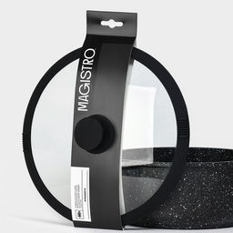 Крышка Magistro, d=26 см, со сливом, с силиконовым ободком и ручкой, жаропрочное стекло