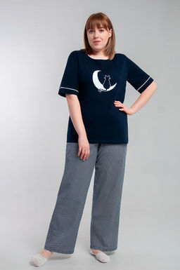 Арт. 10101 Пижама с брюками 44-54 (6 шт) Цвет:верх-темно-синий,низ бело-синий - Калинка фото 7