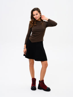 Ботинки 319.taskanabl.Бордо замша+черный/мех