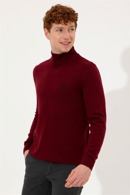 U. S. Polo Assn Мужской базовый трикотажный свитер бордового цвета с водолазкой