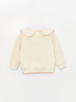 Bebe Yaka Uzun Kollu Nak??l? K?z Bebek Sweatshirt ve Pantolon - Waikiki фото 3