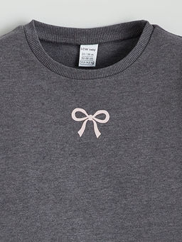 Fiyonk Bask?l? K?z Bebek Sweatshirt 3l?