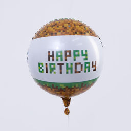 Цена за 2 шт. Воздушный шар фольгированный 18" «С Днём рождения. Пиксели», с подложкой