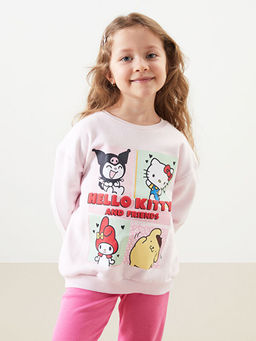 Bisiklet Yaka Hello Kitty Bask?l? K?z ?ocuk Sweatshirt