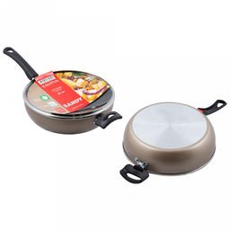 "Sandy " Сотейник с антипригарным покрытием д26см, h6,5см, s1,8мм, бакелитовая ручка, стеклянная крышка (Россия)