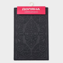 Коврик влаговпитывающий придверный без окантовки Доляна «Восточная сказка», 40×60 см, серый