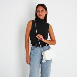 Сумка женская кросс-боди на молнии, 21×7×14 см, белая