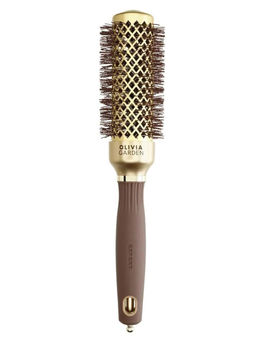 Olivia Garden Термобрашинг для укладки волос / Expert Blowout Shine Wavy Bristles Gold & Brown, 35 мм, коричневый