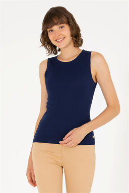 U. S. Polo Assn Женская базовая футболка без рукавов темно-синего цвета с круглым вырезом - U.s. polo assn фото 8