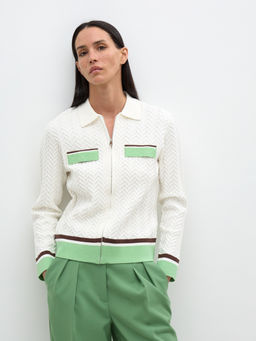 Conso/KCL 240709 - milk/green apple Кардиган женский