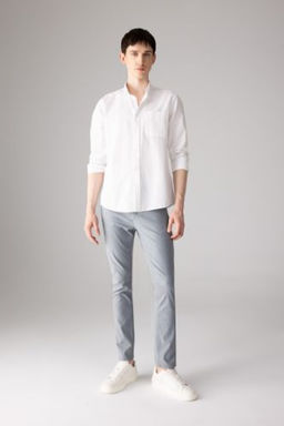 Chino Kanvas Pantolon Slim Fit Dar Kesim Cepli Dar Paca