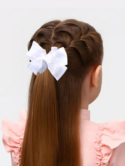 Цена за 6 шт. Бант для волос на резинке «Школьница», горох, 9 см, белый