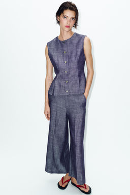 PANTAL?N CULOTTE TIRO ALTO SET / ?ndigo
