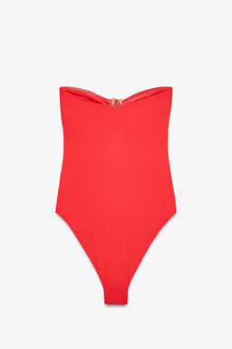 FLORAL CUT-OUT BANDEAU SWIMSUIT - Zara фото 5
