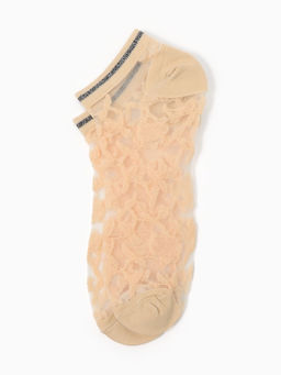 Цена за 2 шт. Носки стеклянные женские Цветочки, набор 2 пары, размер 35-37 (22-25 см), цвет белый, бежевый