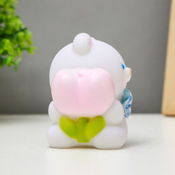 Фигурка световая RISALUX «Мишка», LED-ночник, от батареек, бело-розовый, 8.3×9 см